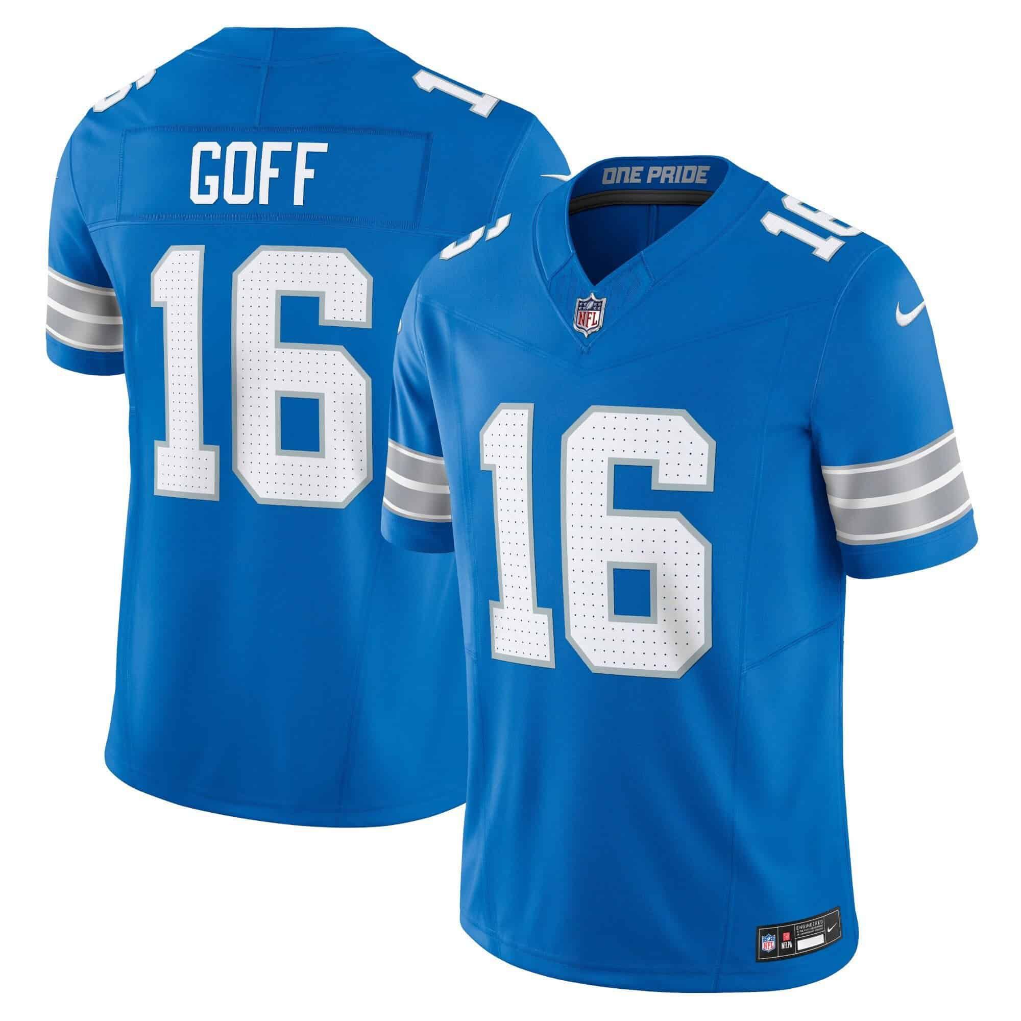 Men Detroit Lions #16 Goff Blue 2024 Nike Vapor Limited NFL Jersey